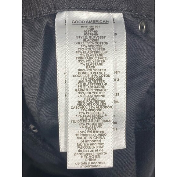 Good American Womens Legs‎ Paneled Velvet Skinny Jeans Black Pockets Plus SZ 24 - Picture 9 of 11